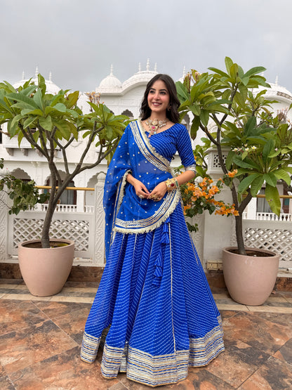 Priya Blue Leheriya Lehenga