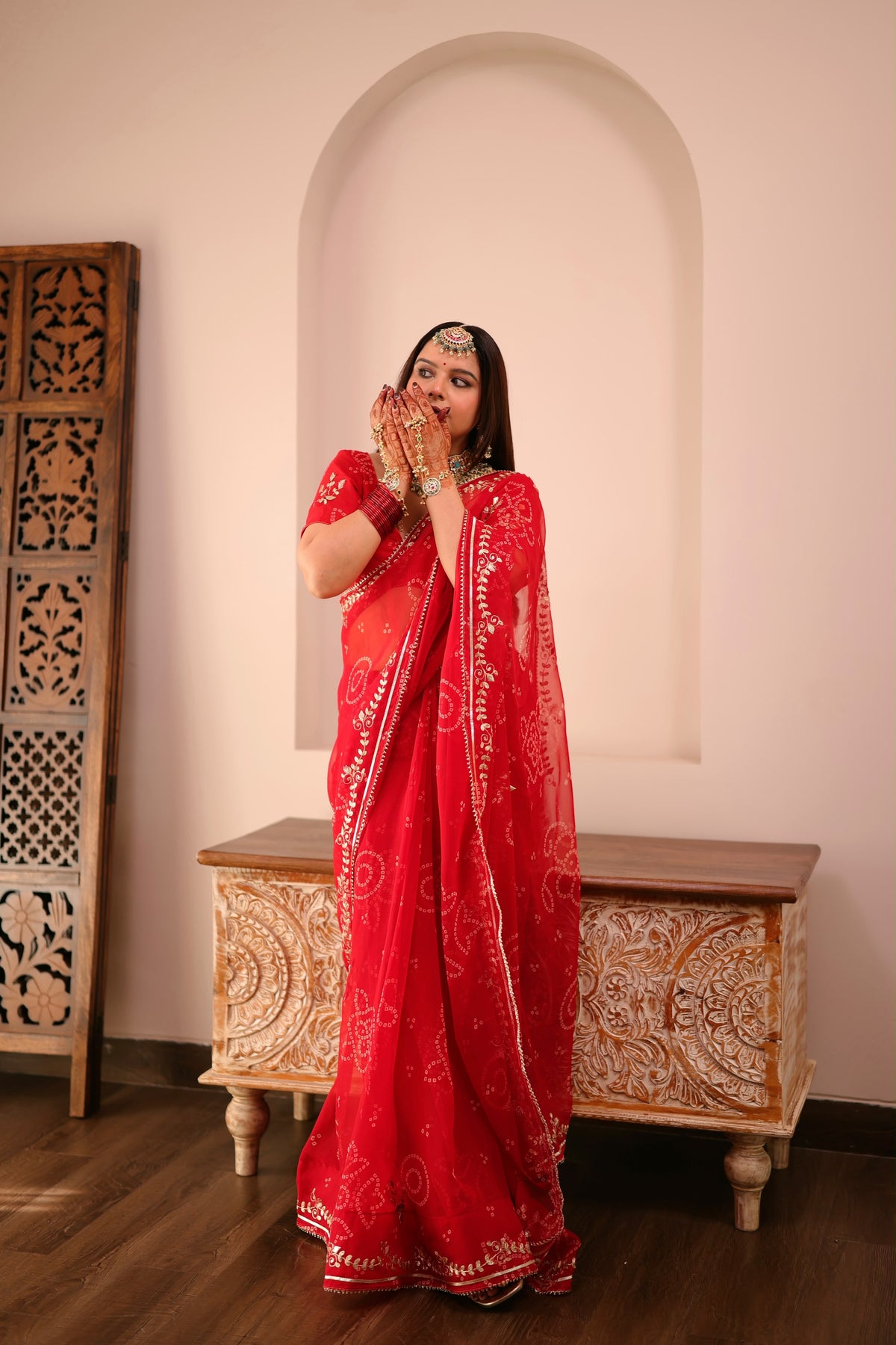 Tulsi Red Georgette Saree