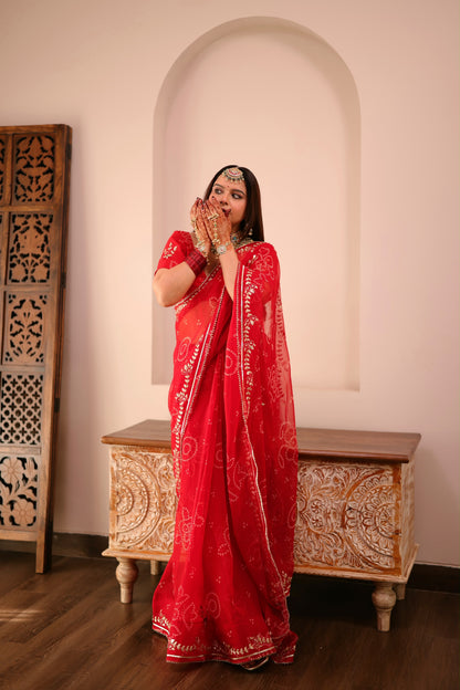 Tulsi Red Georgette Saree