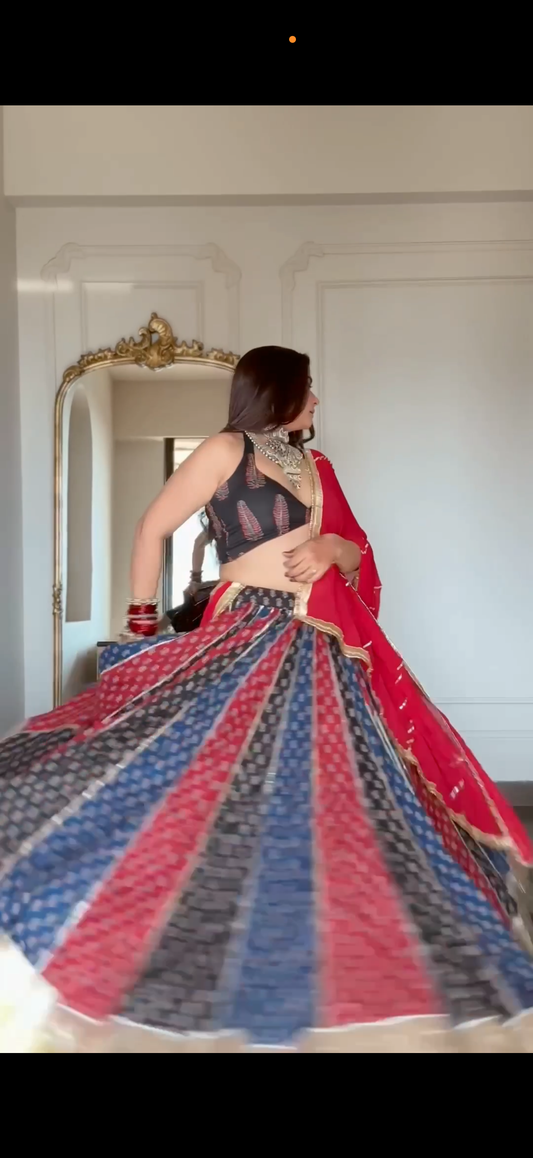 Shubh Ajrakh Lehenga