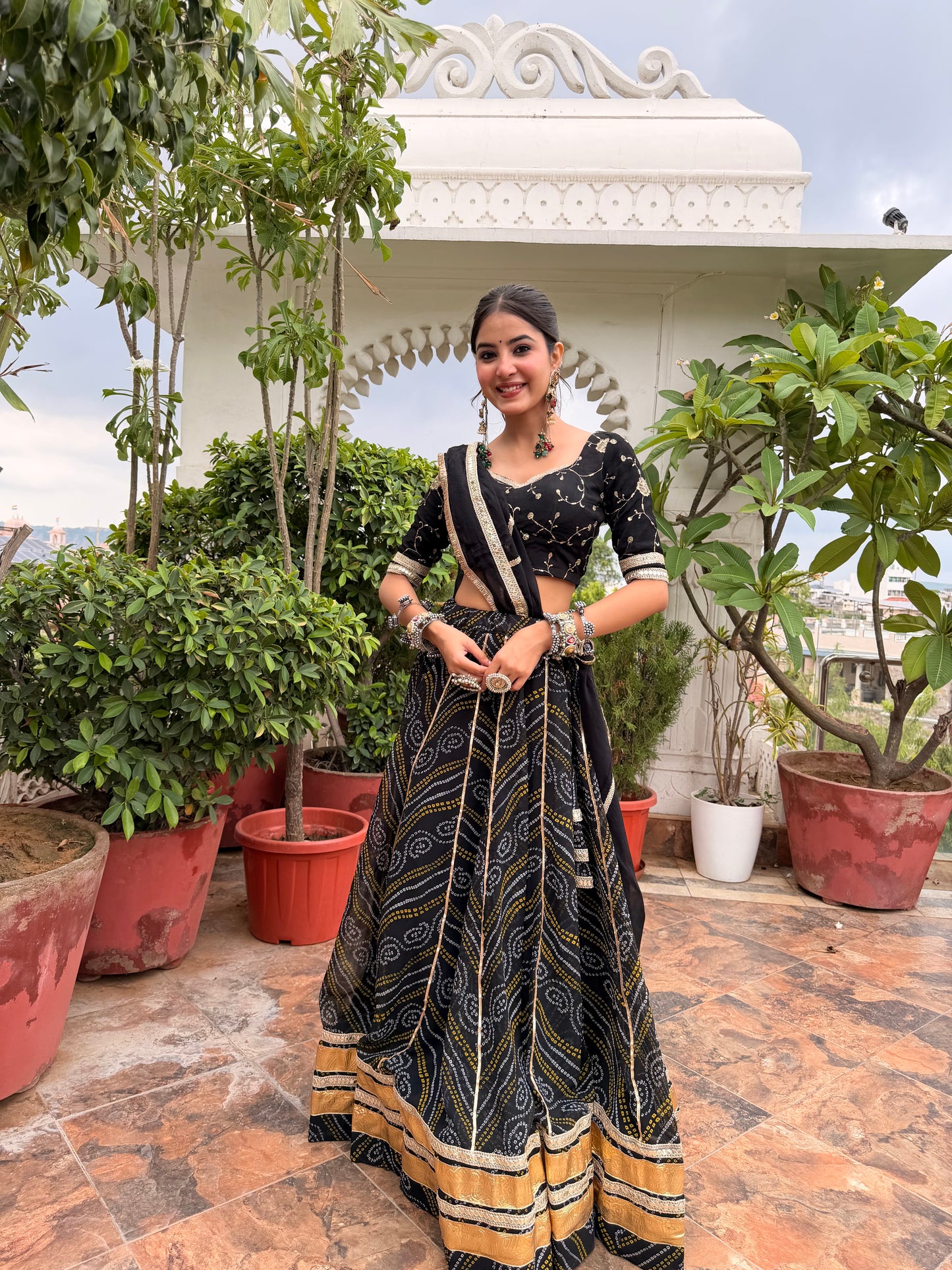 Ditya Black Bandhani Lehenga