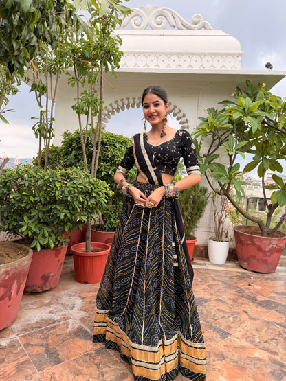 Ditya Black Bandhani Lehenga