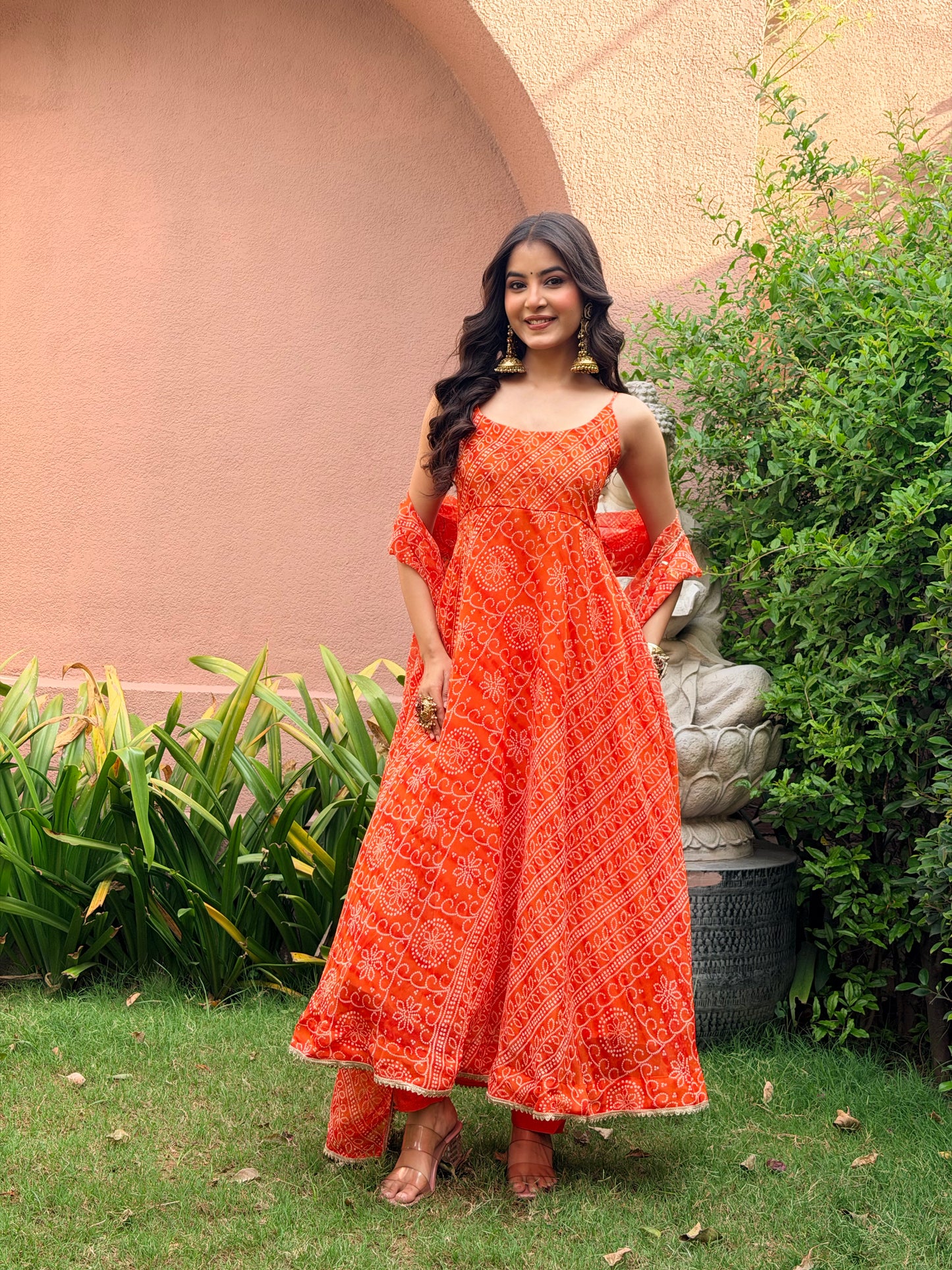 Kesar Bandhani Anarkali Set