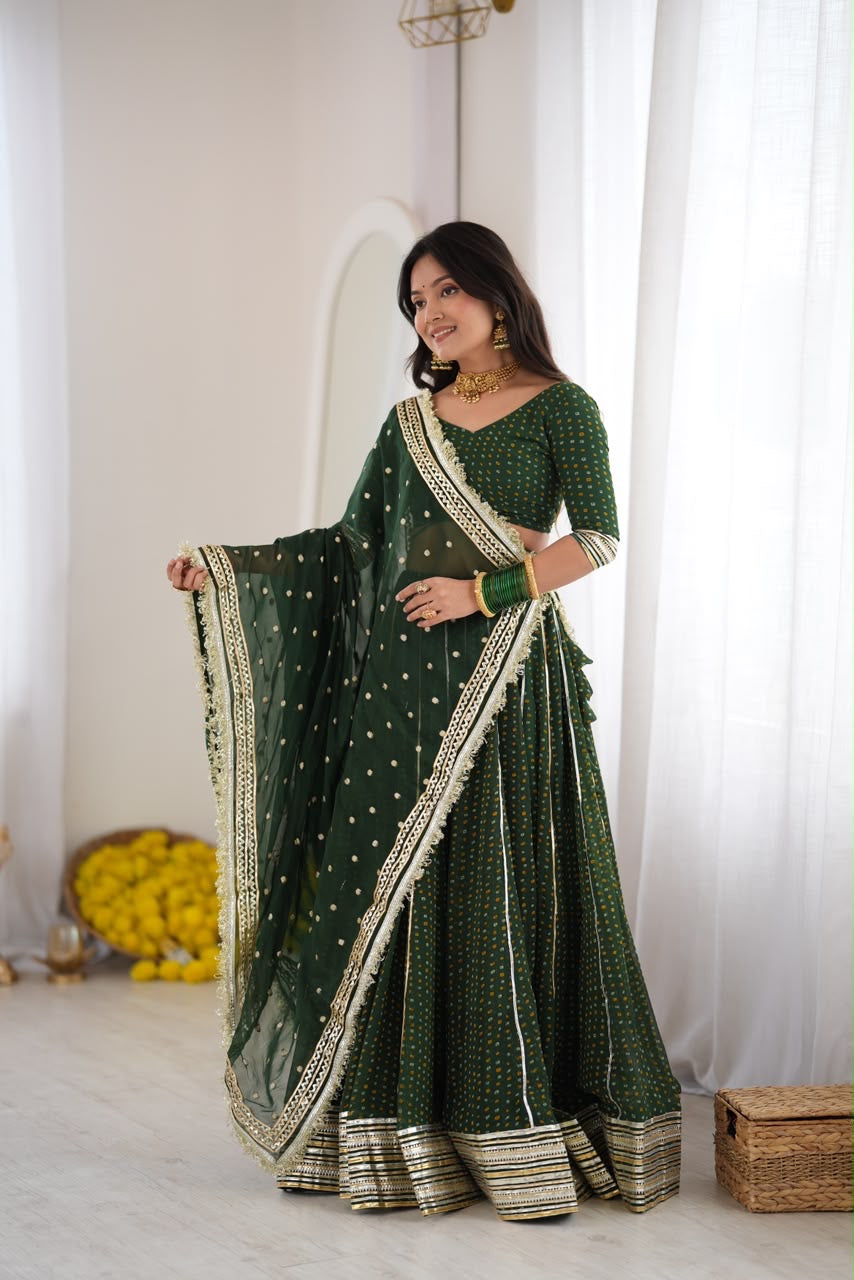 Niti Green Bandhani Lehenga