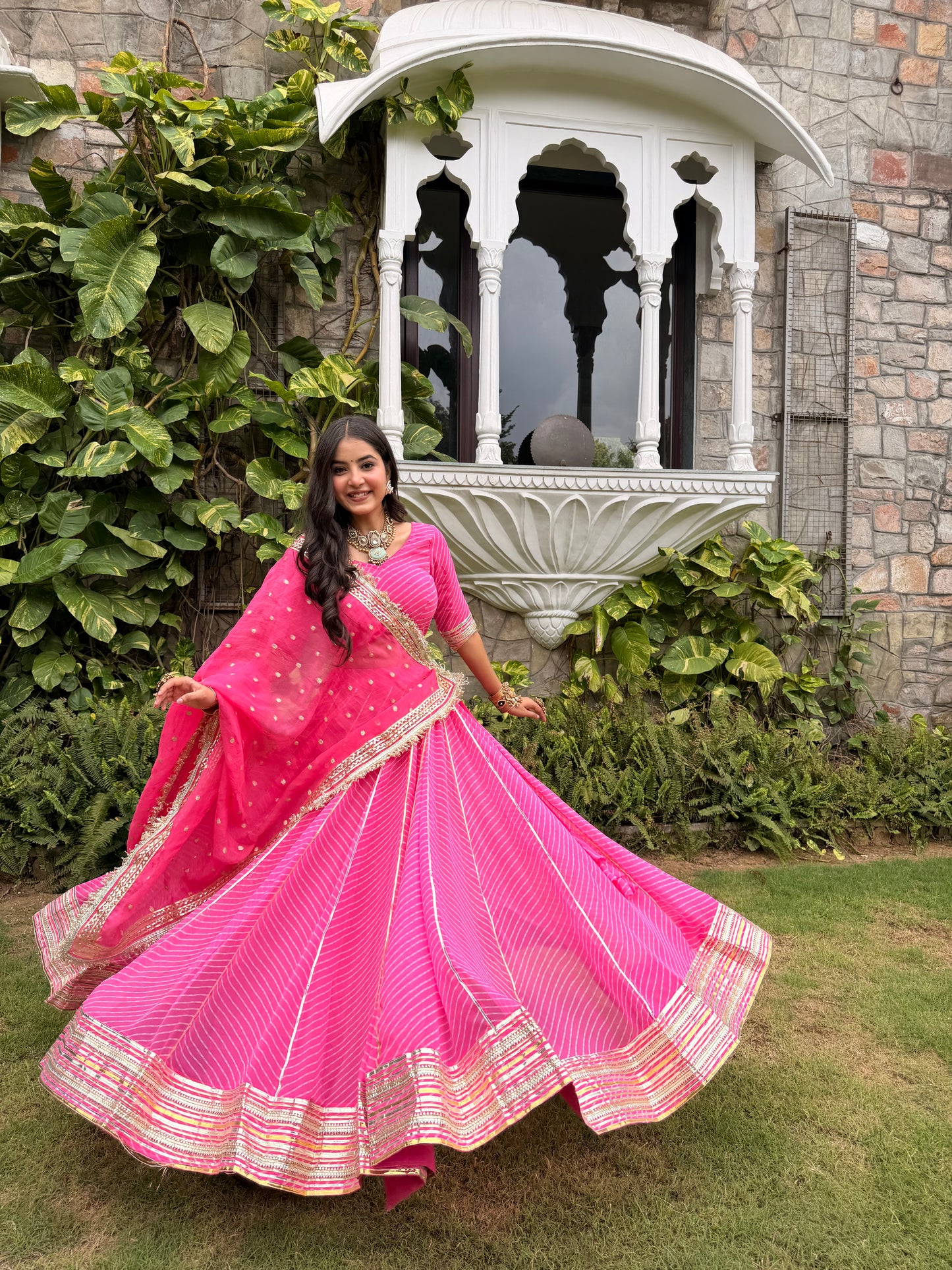 Priya Pink Leheriya Lehenga