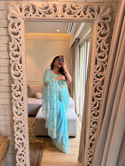 Kanak Sky Chiffon Saree
