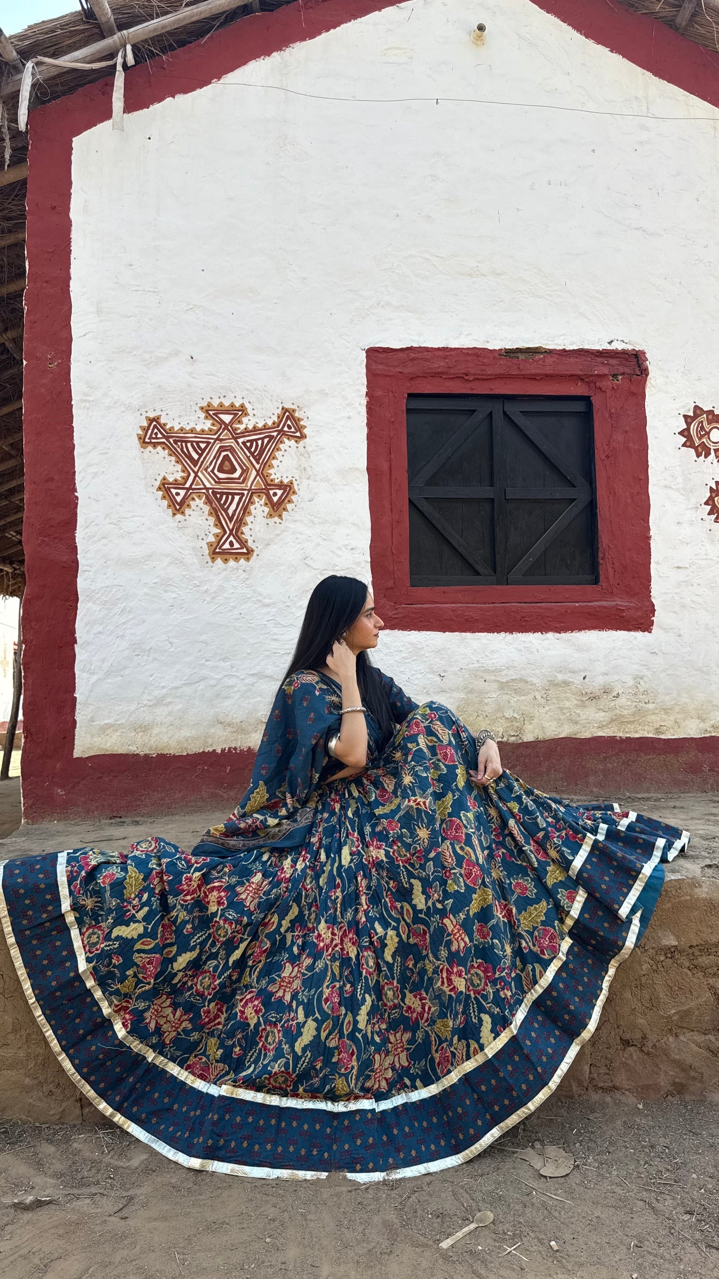 Radha Blue Cotton Lehenga