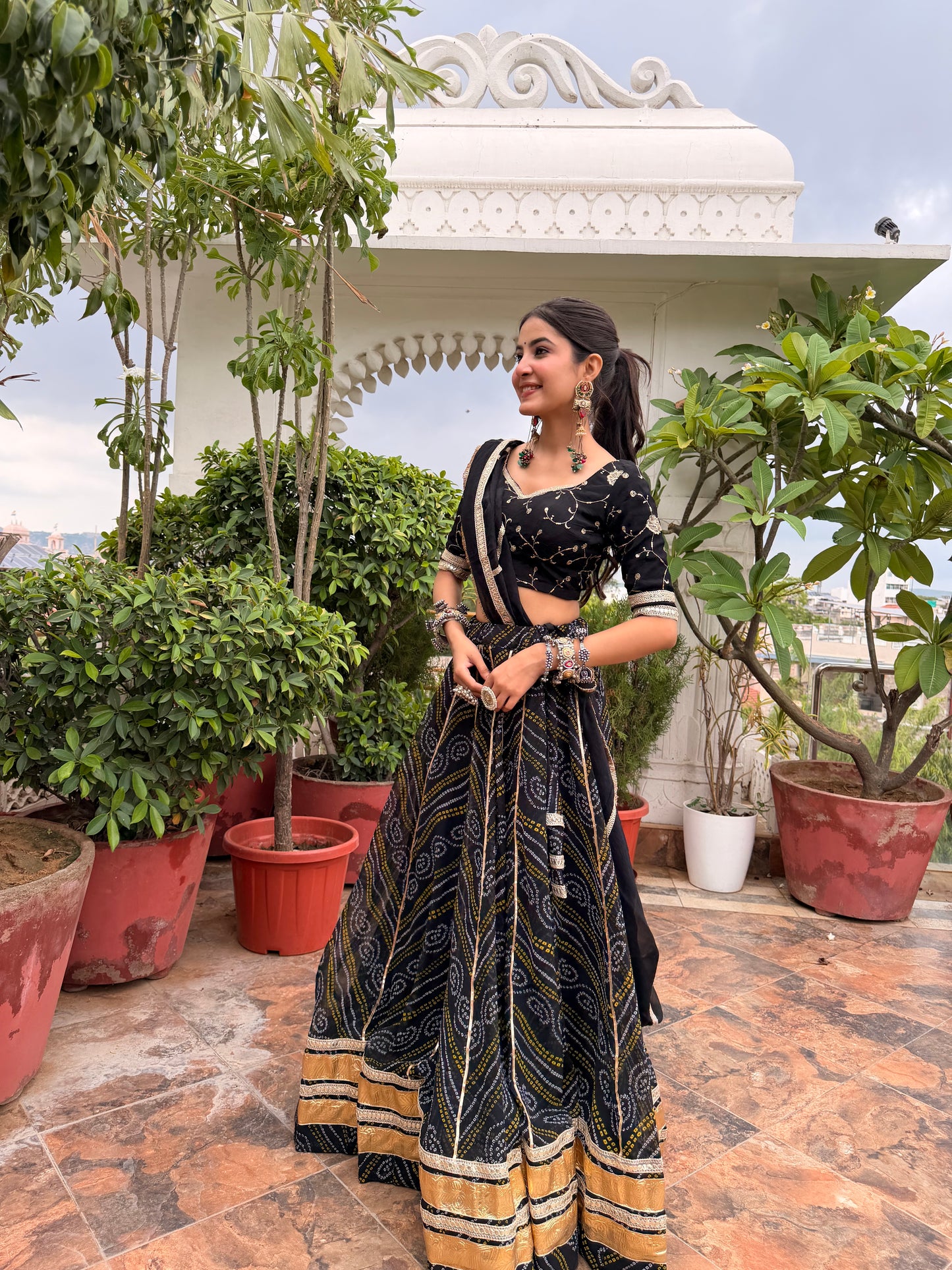 Ditya Black Bandhani Lehenga