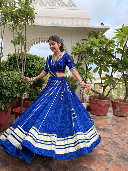 Kiran Blue Bandhani Lehenga