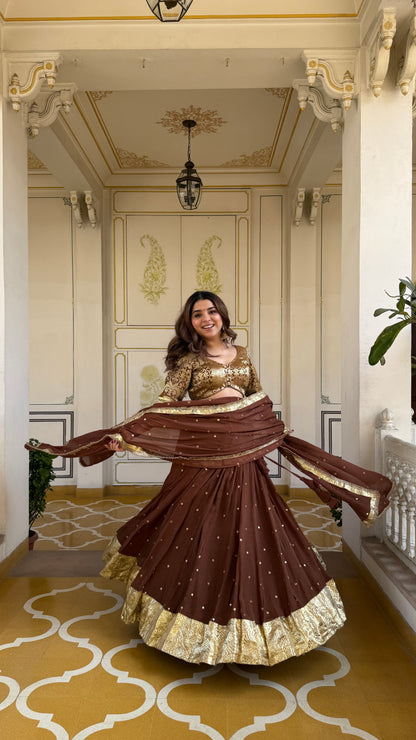 Durva Brown Lehenga