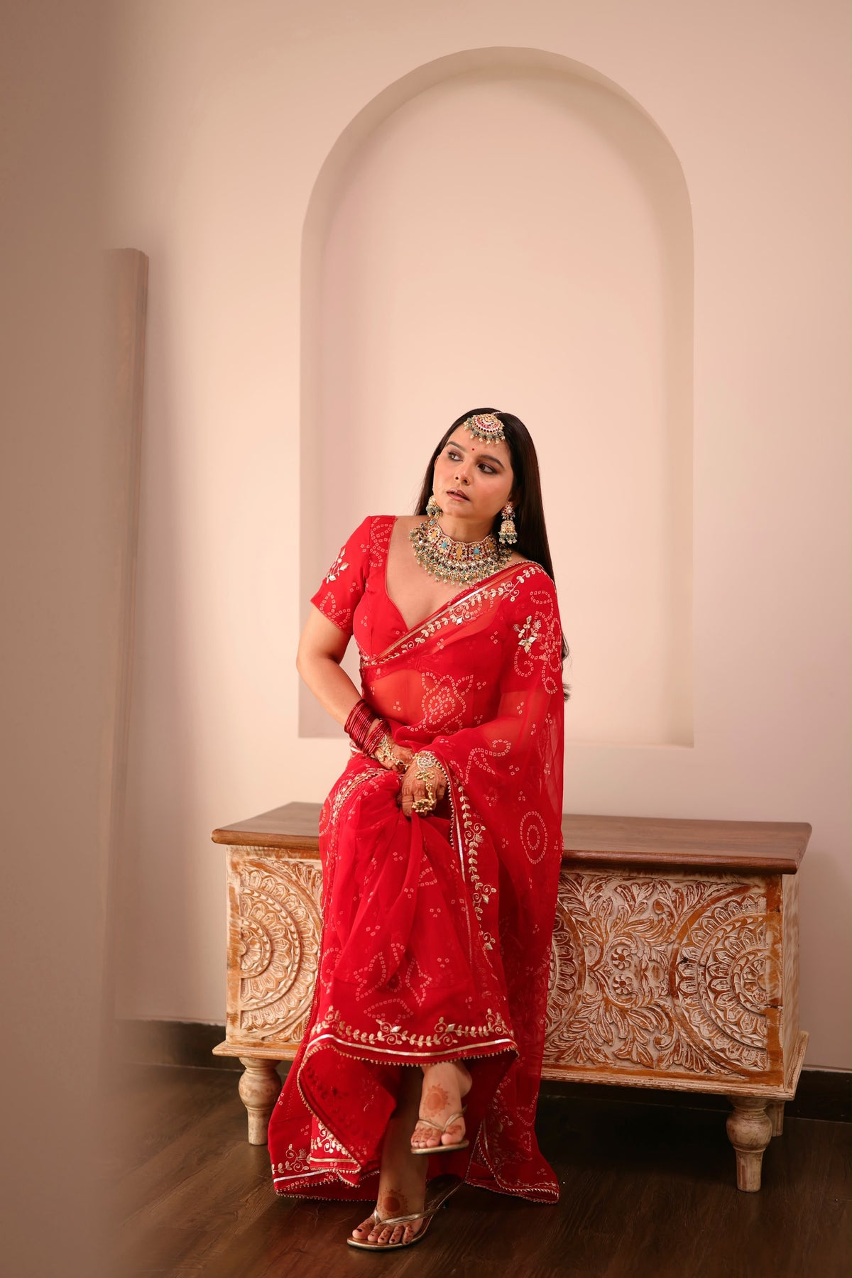 Tulsi Red Georgette Saree