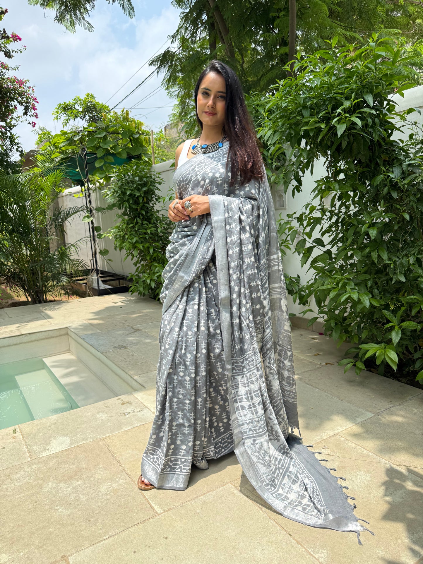 Aashvi Dabu Linen Saree (Teerth By Amaanyaa)
