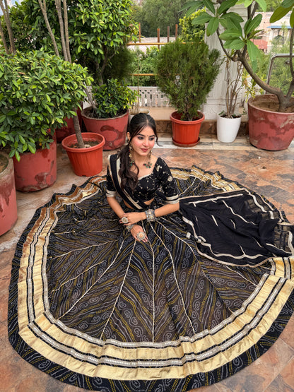 Ditya Black Bandhani Lehenga