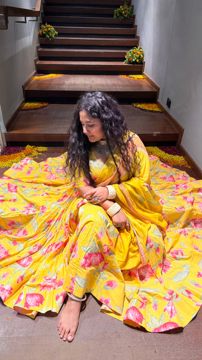 Tulika Yellow Cotton Lehenga