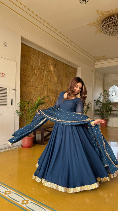 Maskkali Teal Anarkali Gown