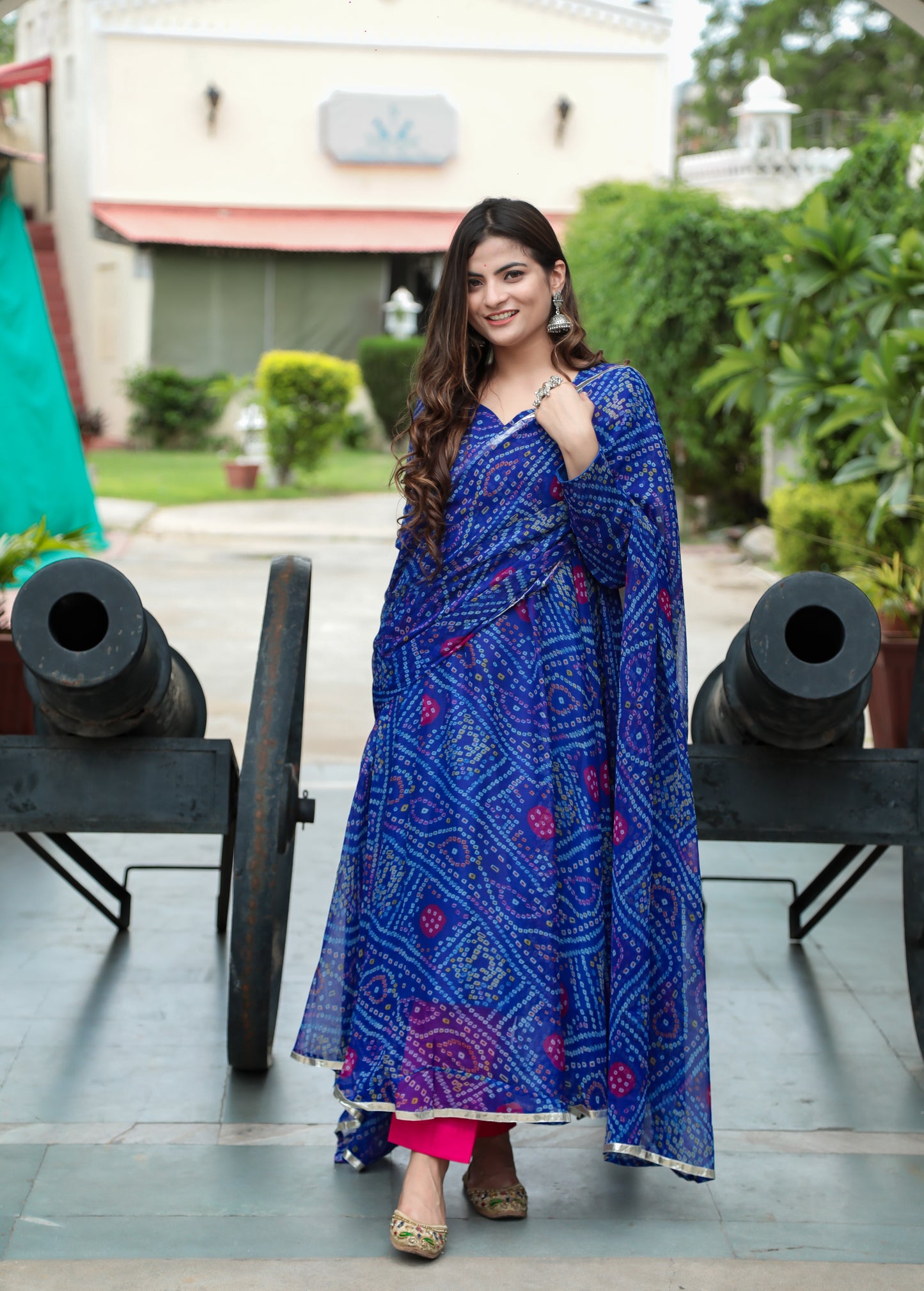 Ganga Blue Bandhani Set