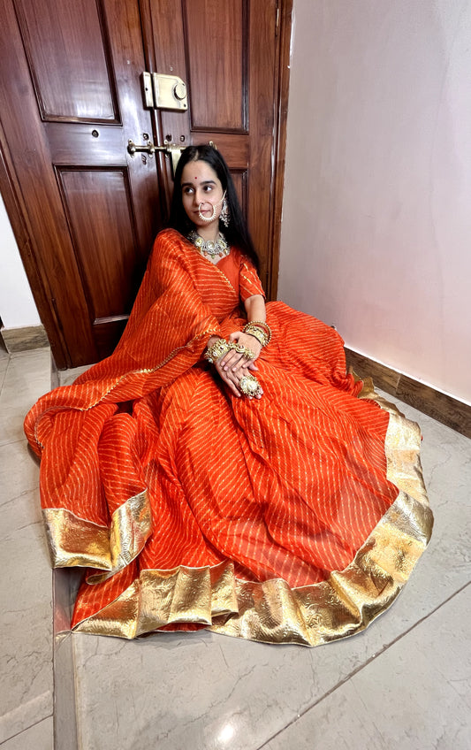 Orange Mothda Lehenga