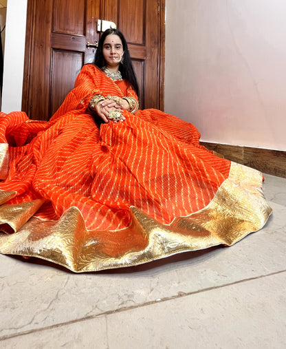 Orange Mothda Lehenga