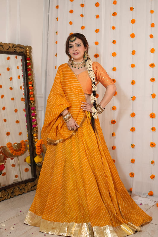 Mustard Mothda Lehenga