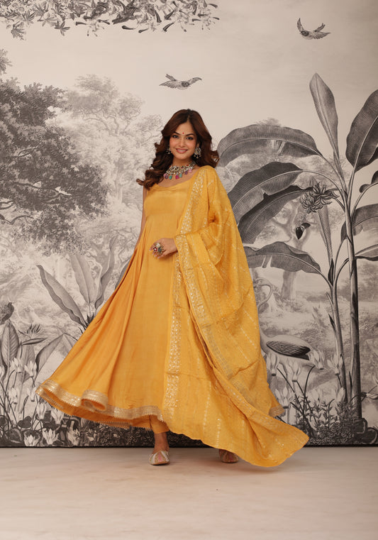 Misha Yellow Anarkali Set