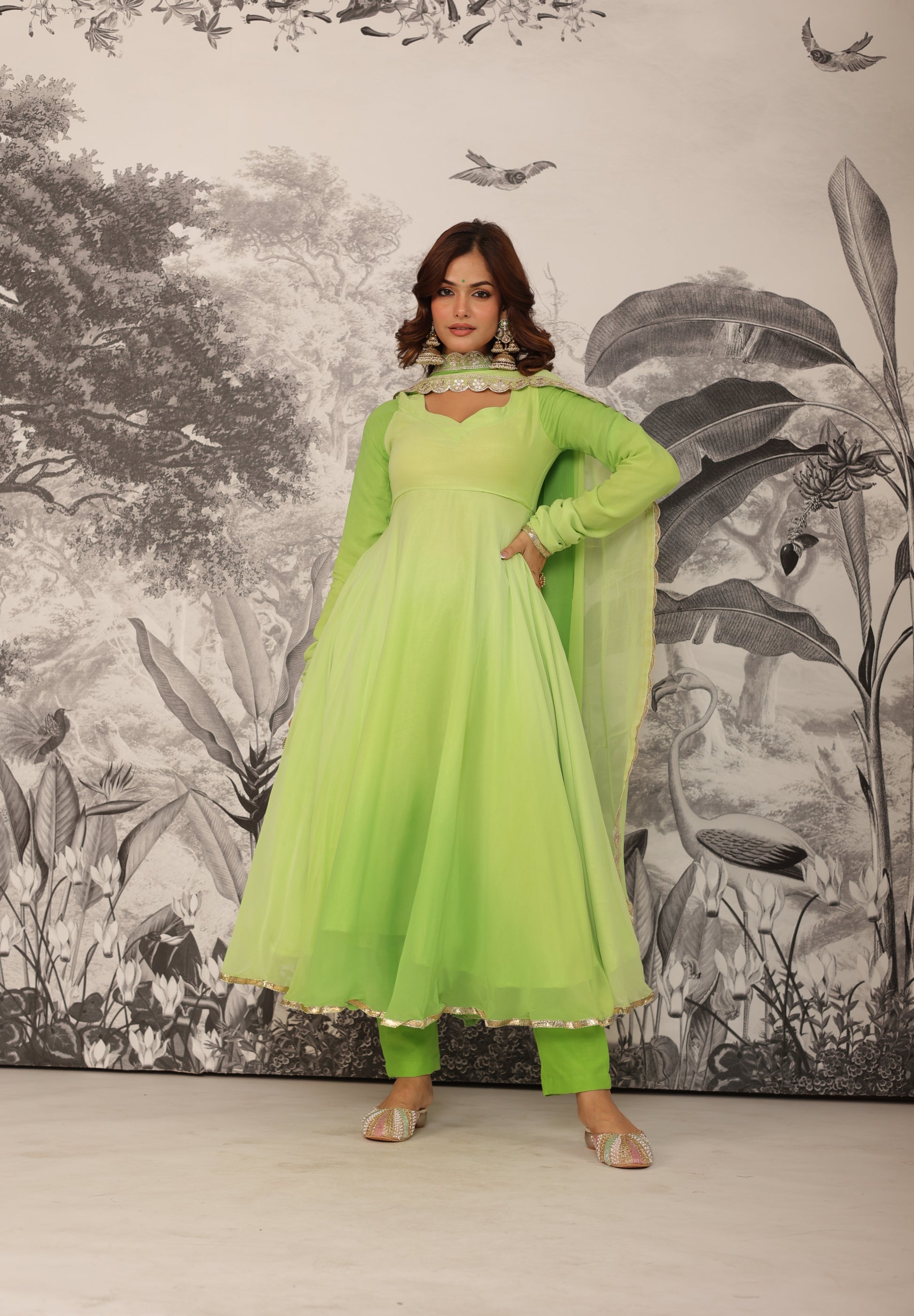 Malhaar Green Anarkali Set Amaanyaa Malhaar Green Anarkali Set Amaanyaa