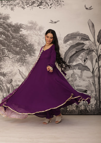 Malhaar Purple Anarkali Set