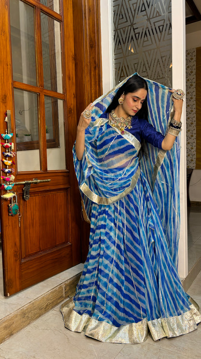 Shloka Blue Leheriya Lehenga