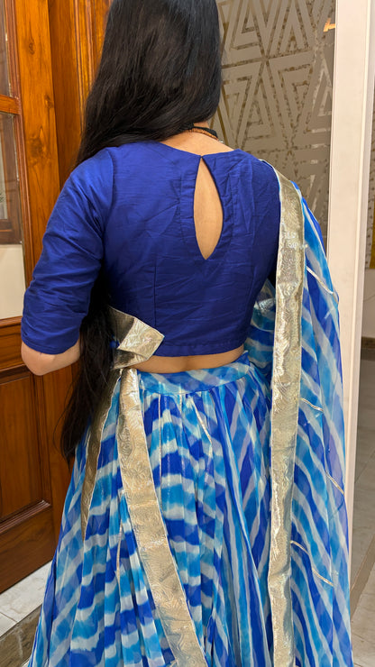 Shloka Blue Leheriya Lehenga