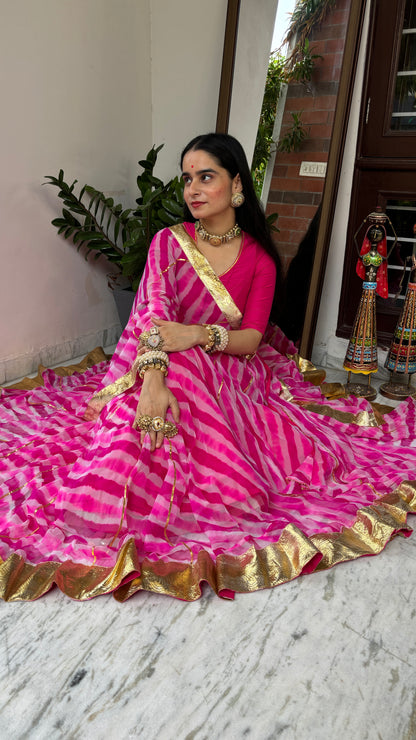 Shloka Pink Leheriya Lehenga