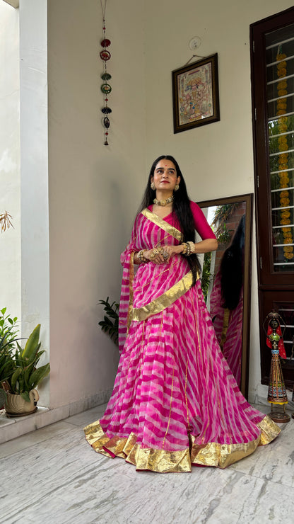 Shloka Pink Leheriya Lehenga