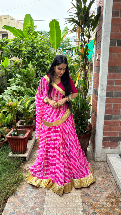 Shloka Pink Leheriya Lehenga