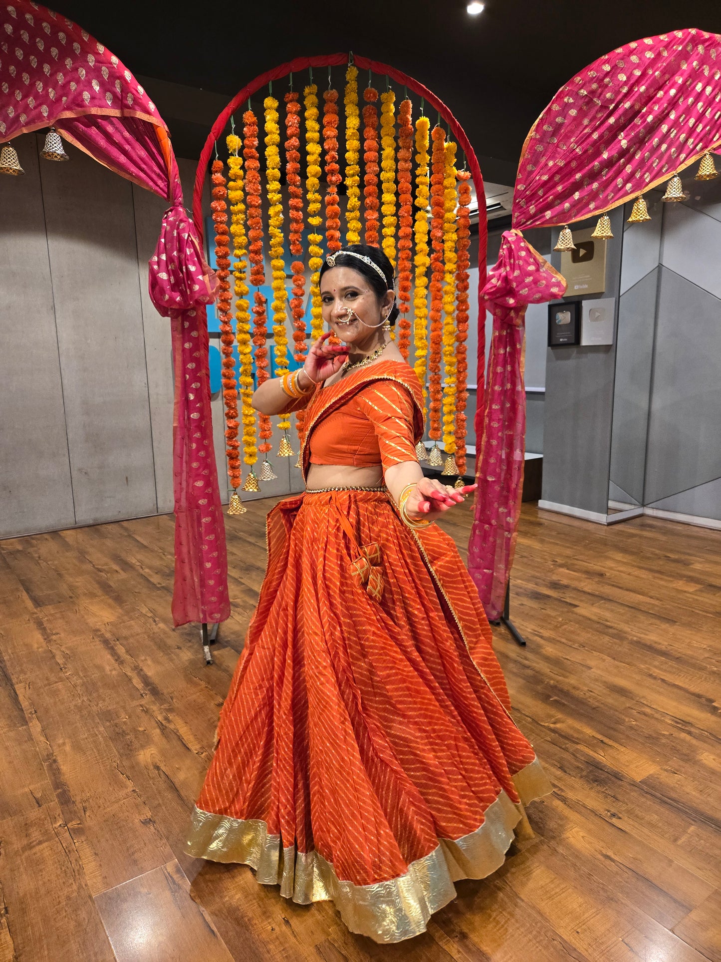 Orange Mothda Lehenga