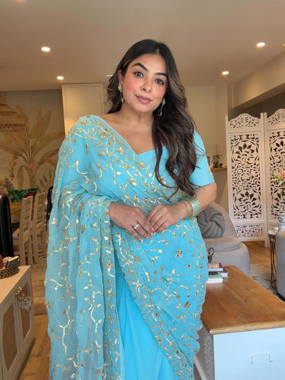 Kanak Sky Chiffon Saree