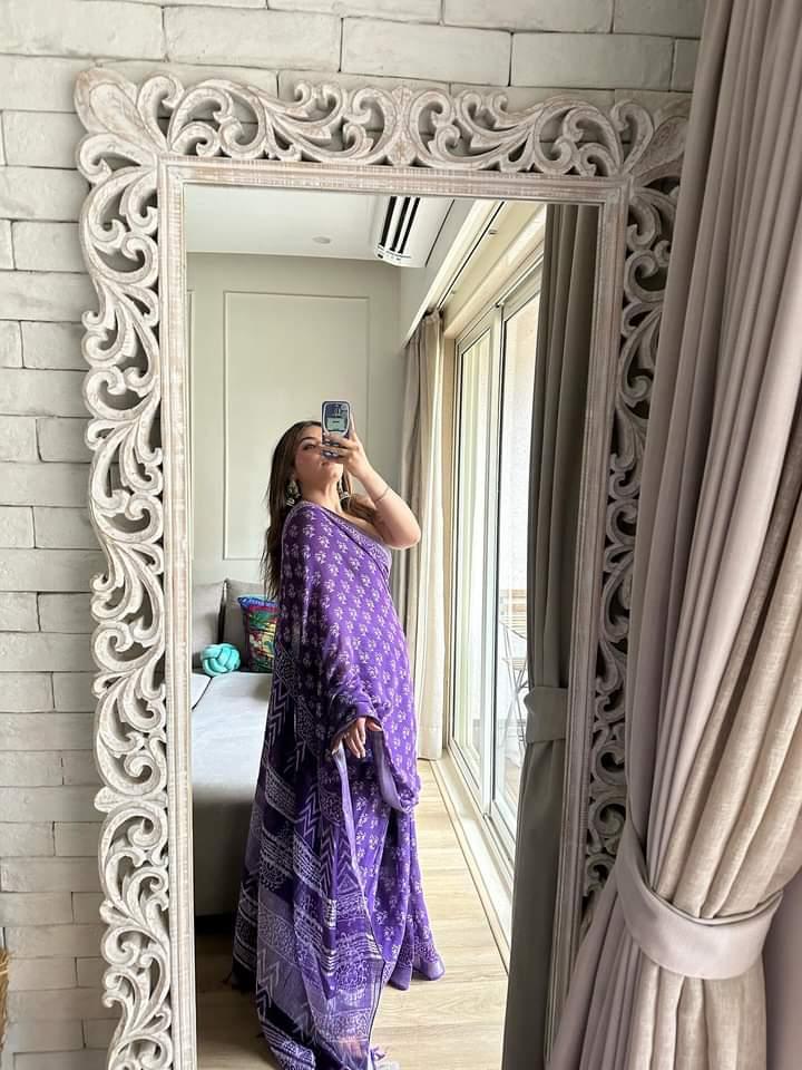 Gurleen Purple Linen Saree