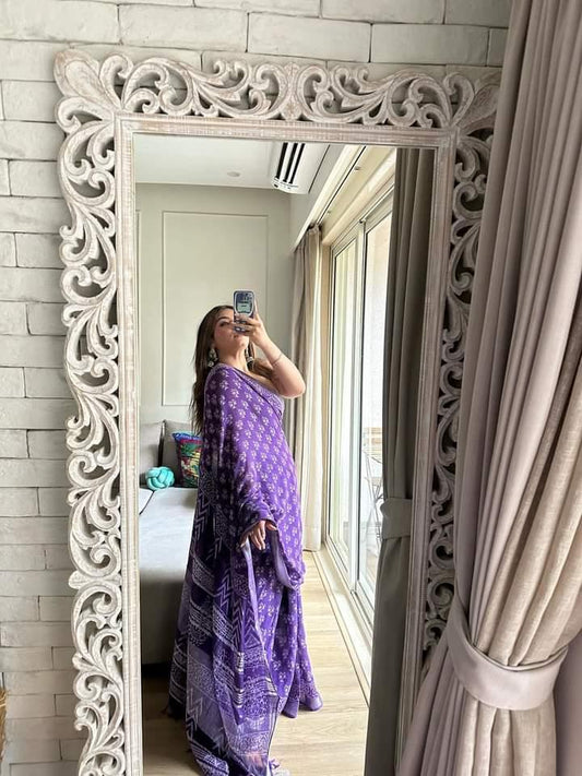 Gurleen Purple Linen Saree