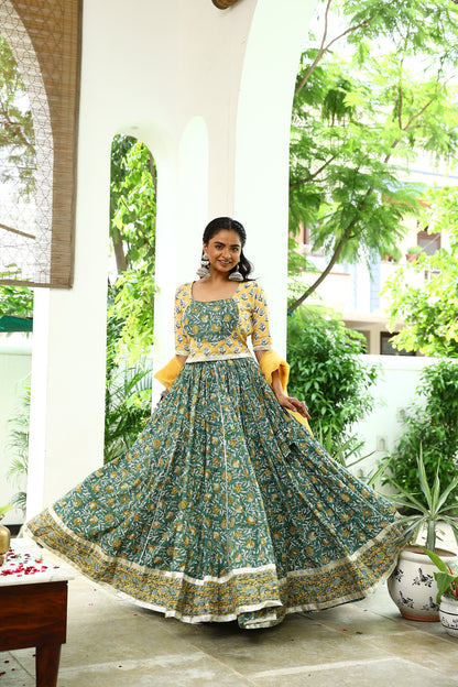 Manya Handblock Cotton Lehenga