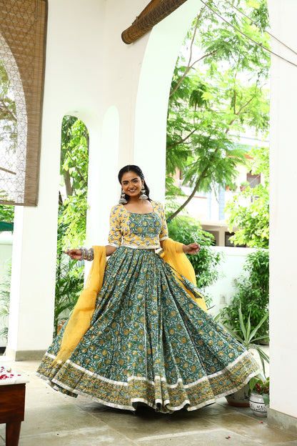 Manya Handblock Cotton Lehenga