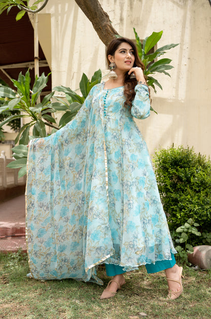 Lavanya Skyblue Floral Set