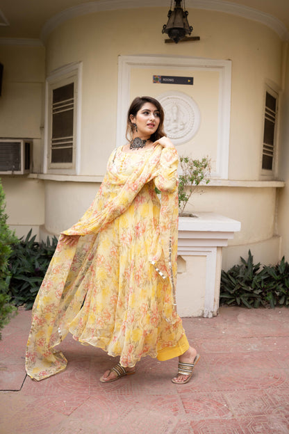 Lavanya Yellow Floral Set