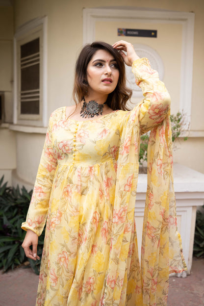 Lavanya Yellow Floral Set