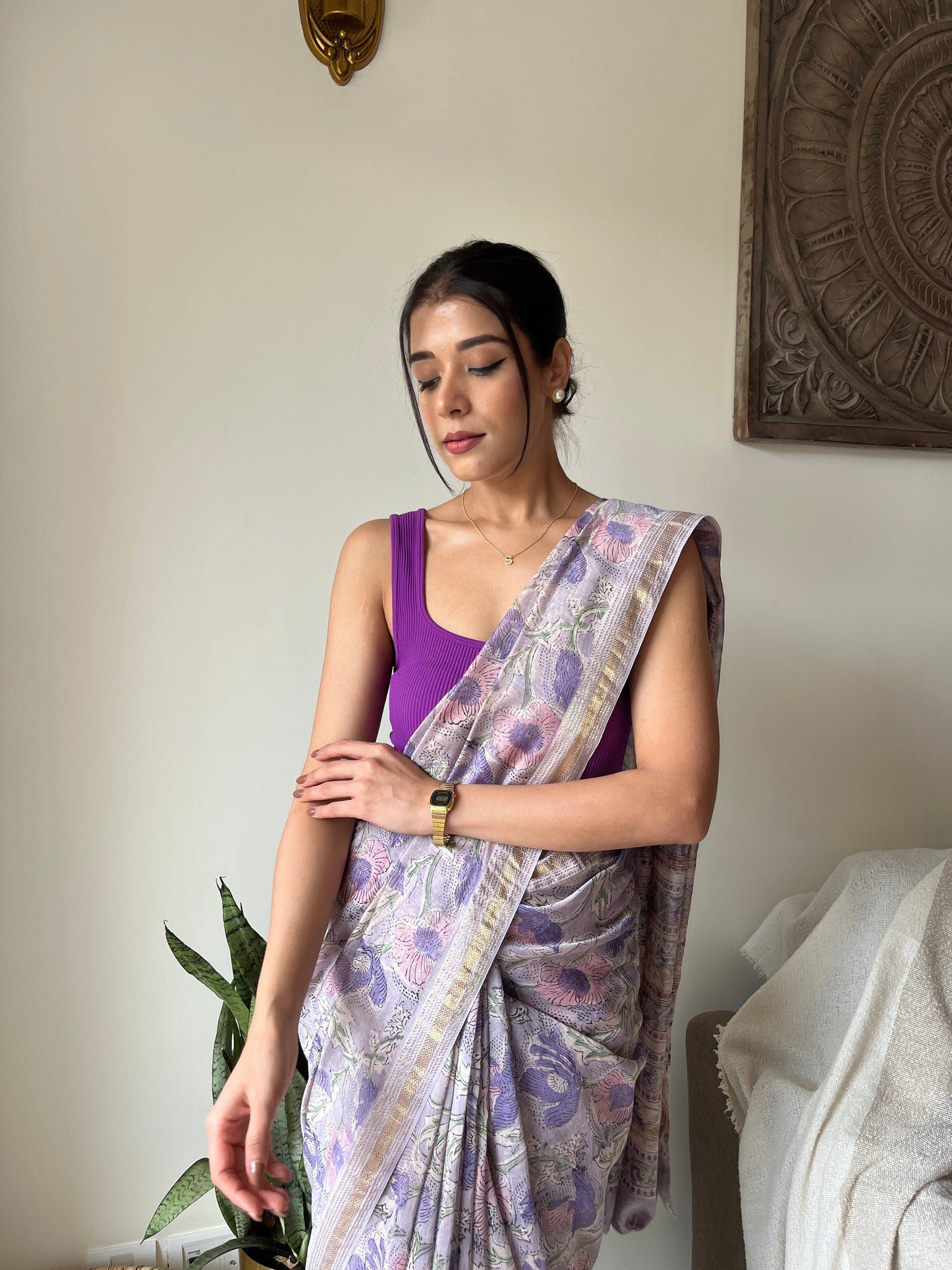 Mayra Maheshwari Chanderi Dabu Print Saree