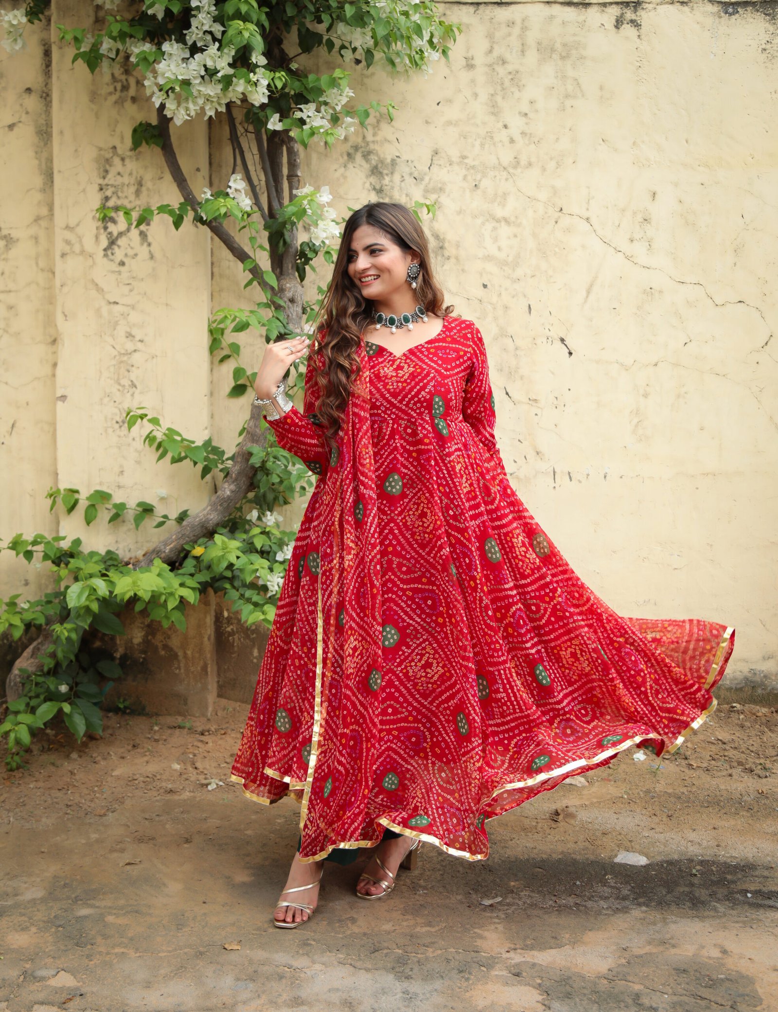 Buy Red Amour Bandhej Gota Suit Set With Gota Potli online in India at Best  Price | Aachho